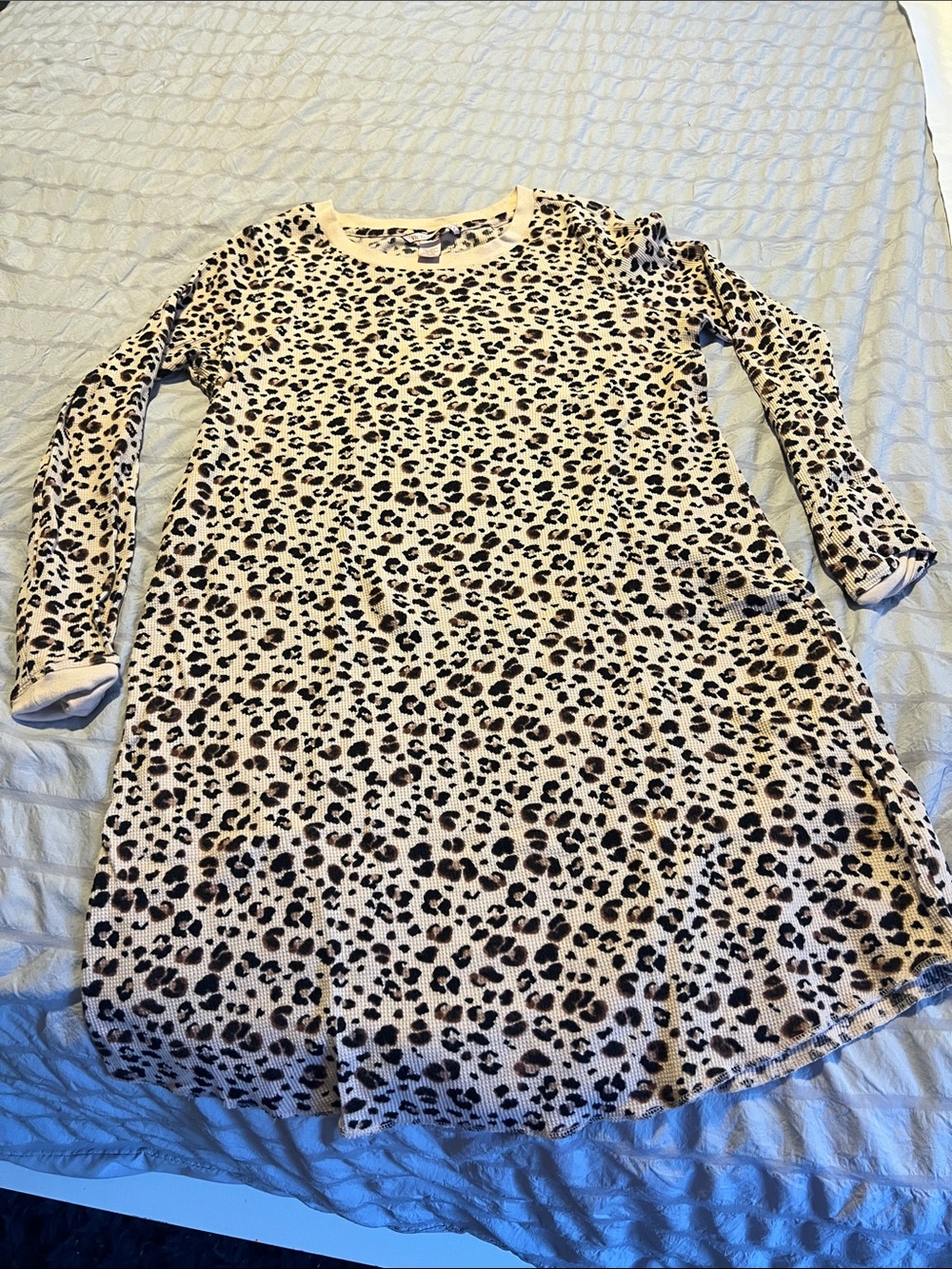 Victoria's Secret Cream Leopard Print Long Sleeve pajama shirt